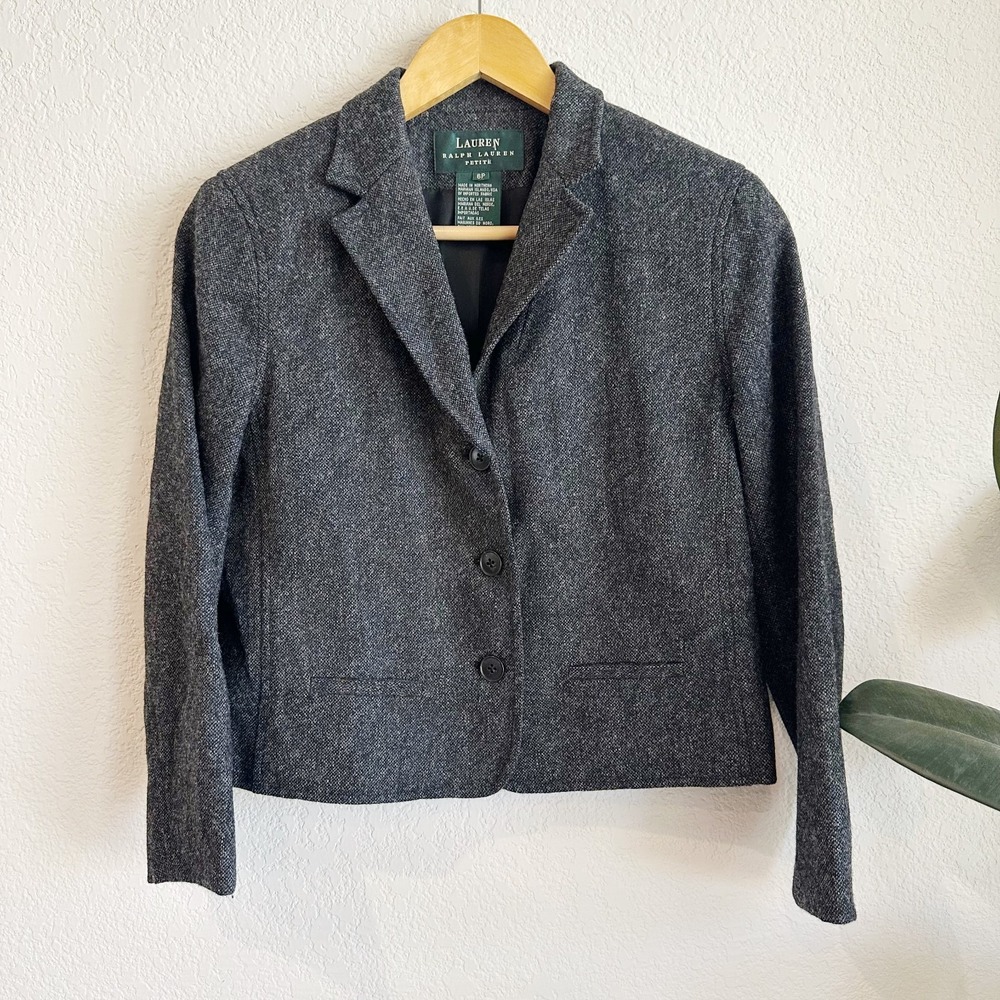 Lauren Ralph Lauren Wool Blazer 6P Tweed Preppy Classic Quiet Luxury Minimalist